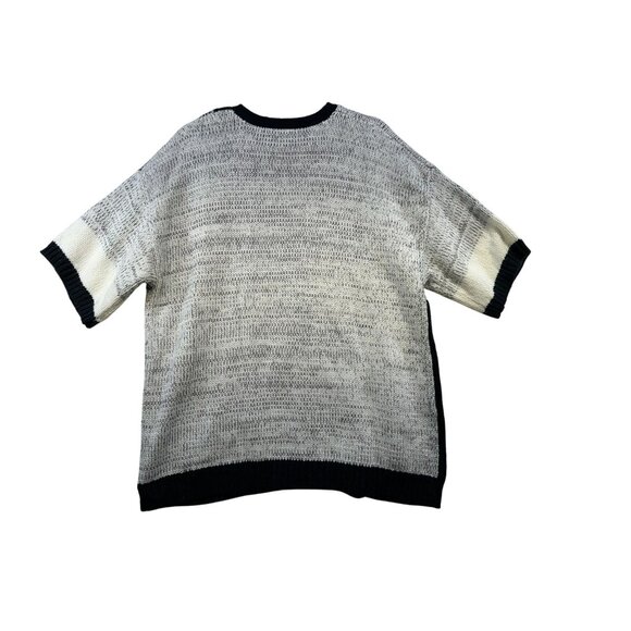 Ellen Tracy Womens Patchwork Zip Knit Cardigan Sweater XL Black & White Blend - Picture 10 of 12